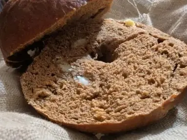 Chocolate Sourdough Bagels With Cream Cheese Flavored Chips