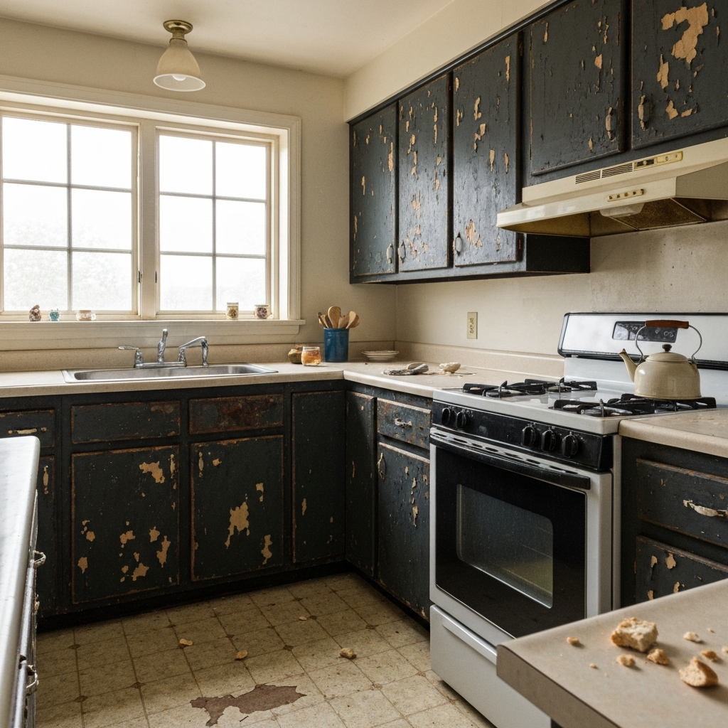 Outdated kitchen needing renovation