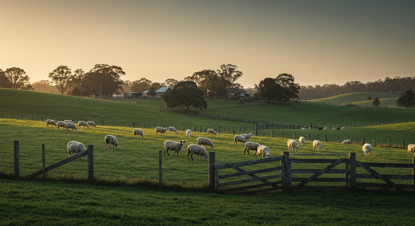 Livestock grazing on a farm