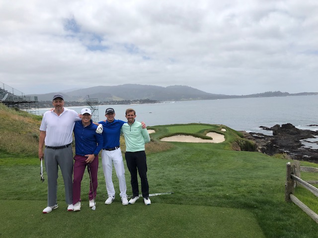 Group of golfers at Pebble Beach coastline