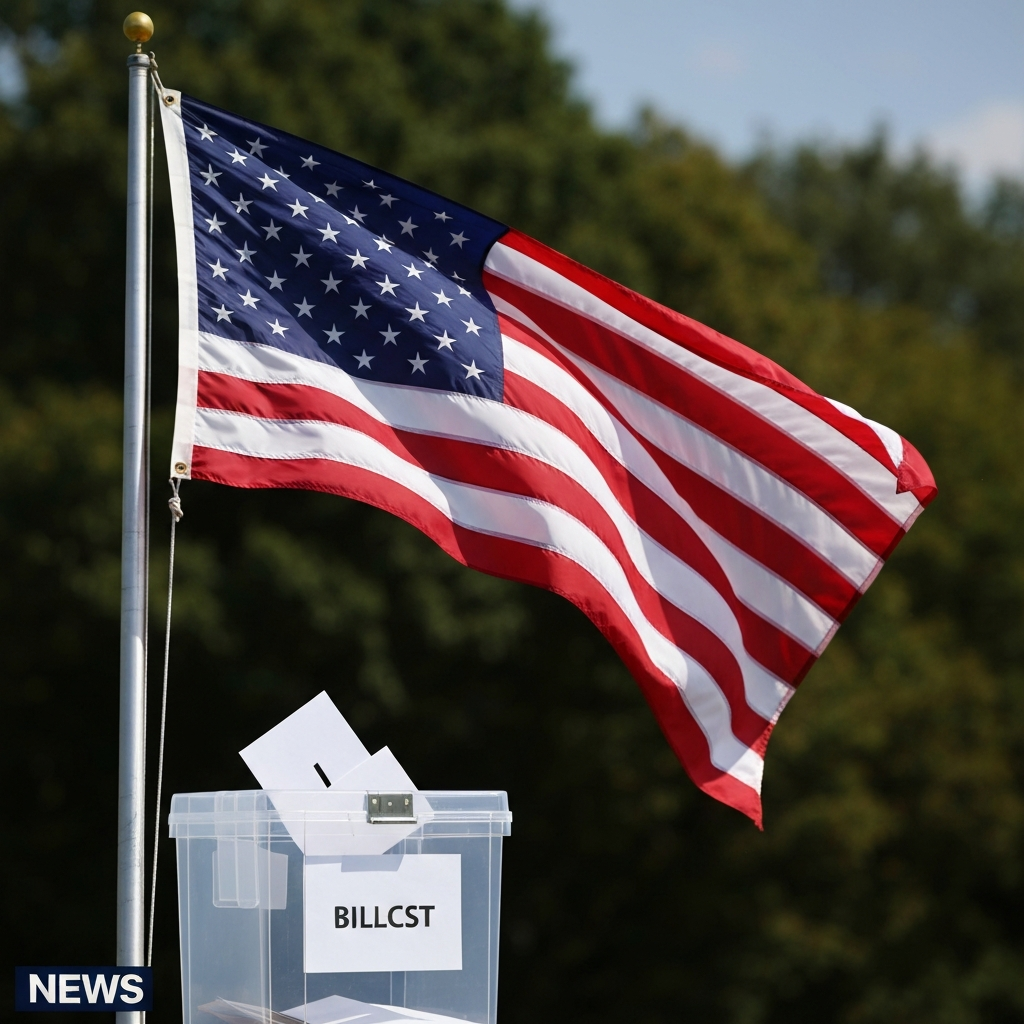 American Flag and Ballot Box