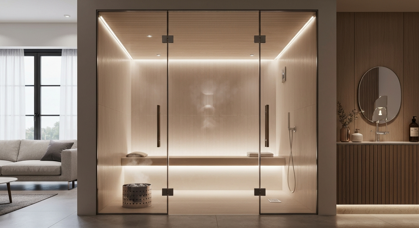 Completed bespoke sauna, steam room and spa project by Poolcourt