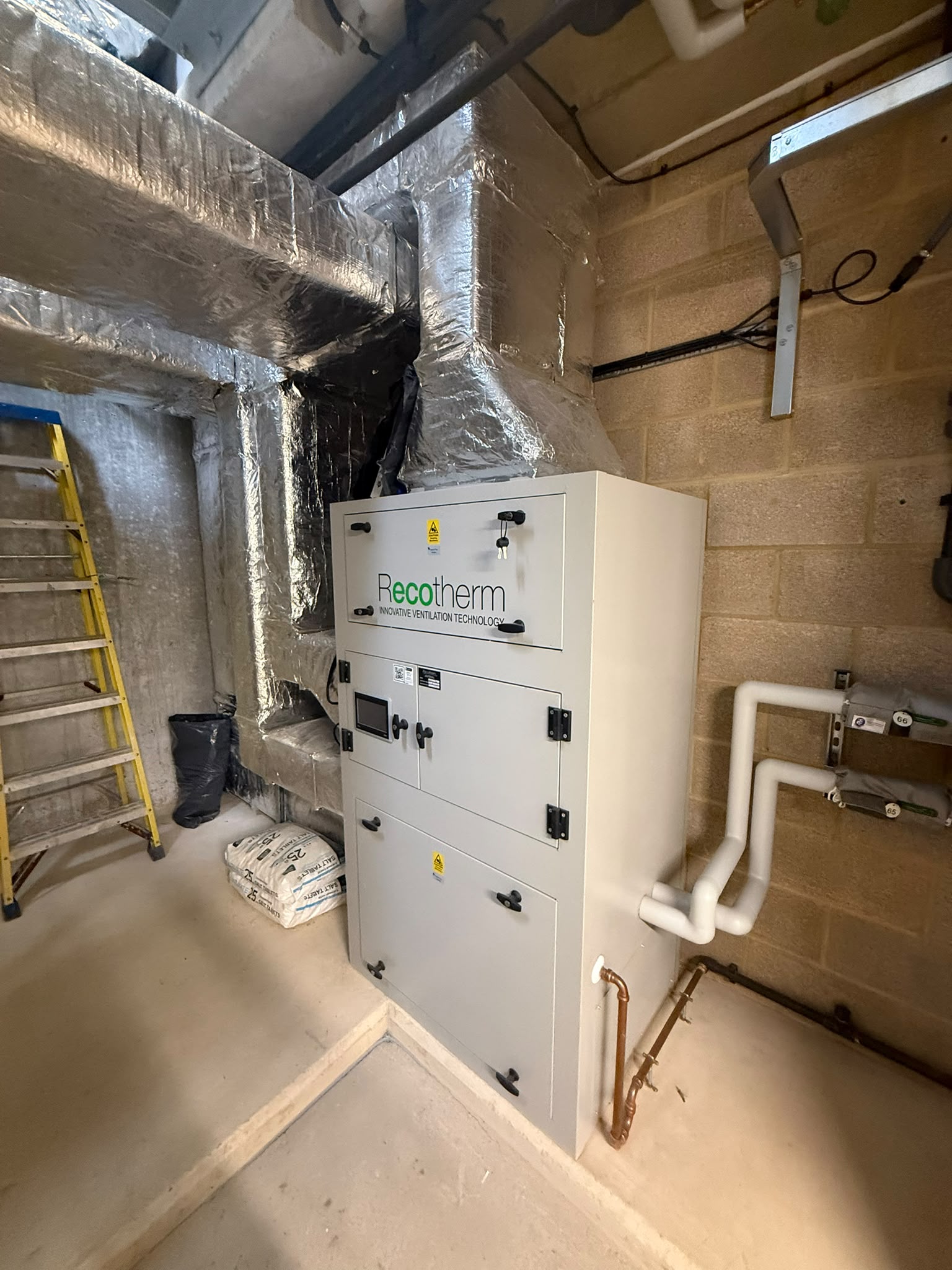 Completed pool heating and ventilation plant room installation by Poolcourt