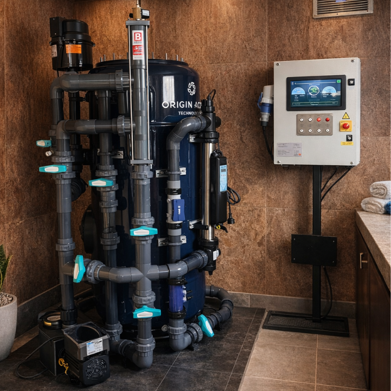 Origin Aqua mineral+biome system installed in plant room