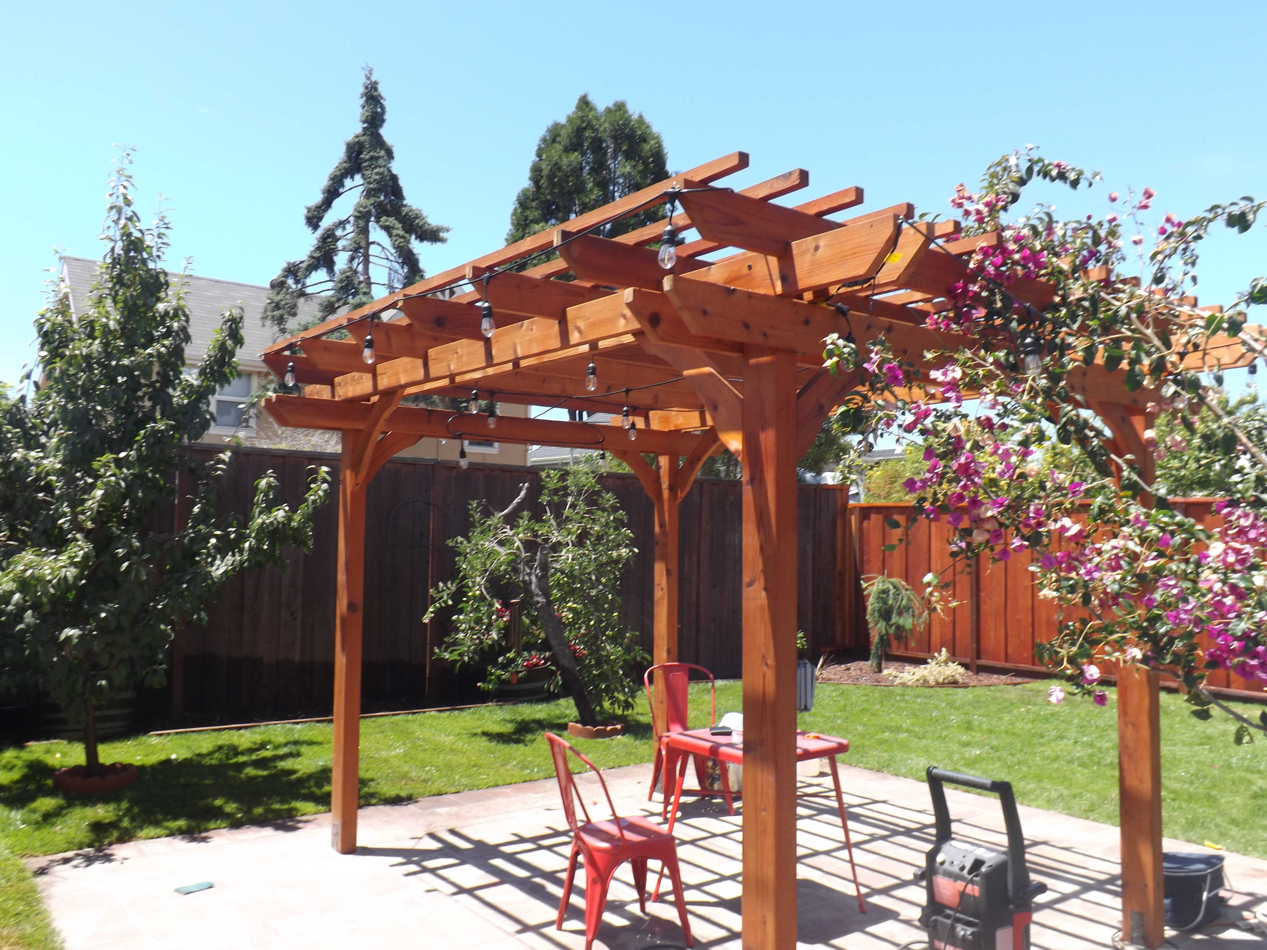 Redwood pergola and patio in Oakland / East Bay