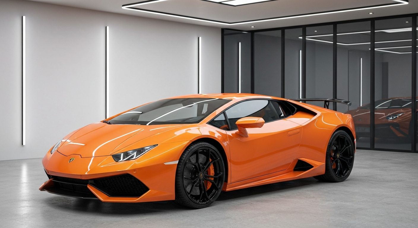 Glossy detailed luxury exotic car protected from road salt car damage in Minnesota