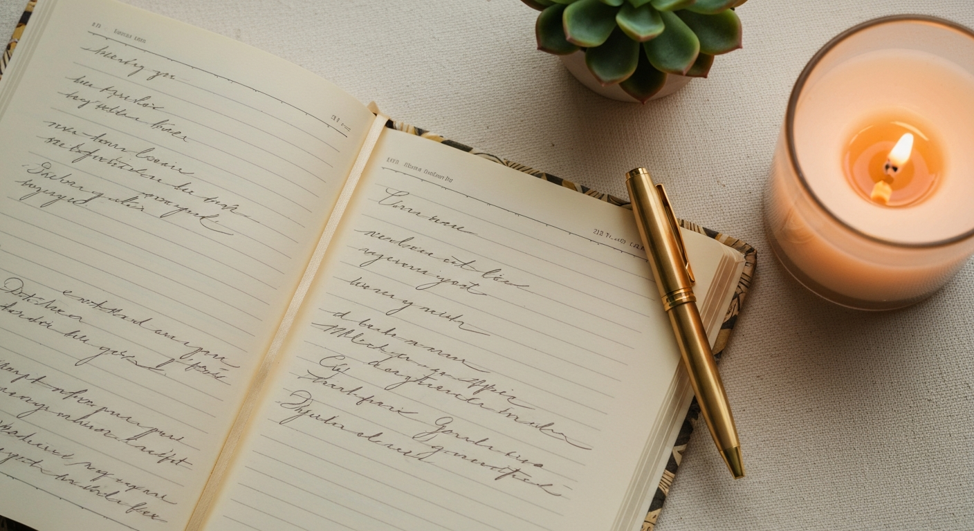 Journal and candle
