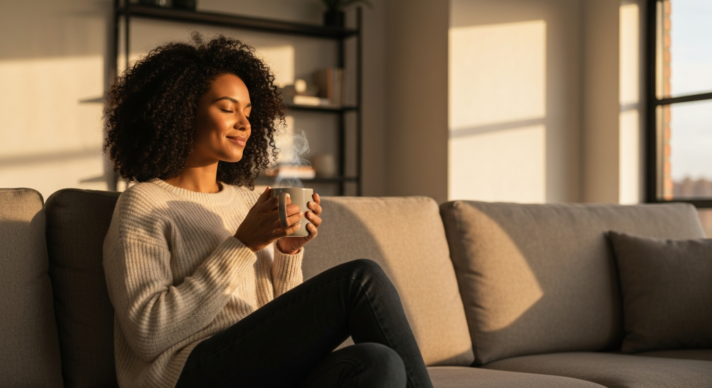 Woman sitting peacefully
