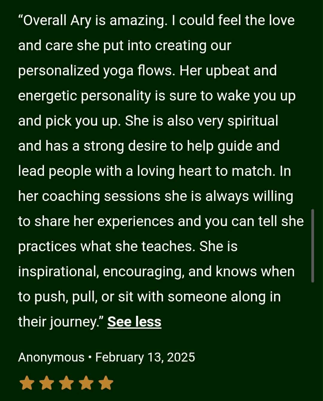 Testimonial from Anonymous