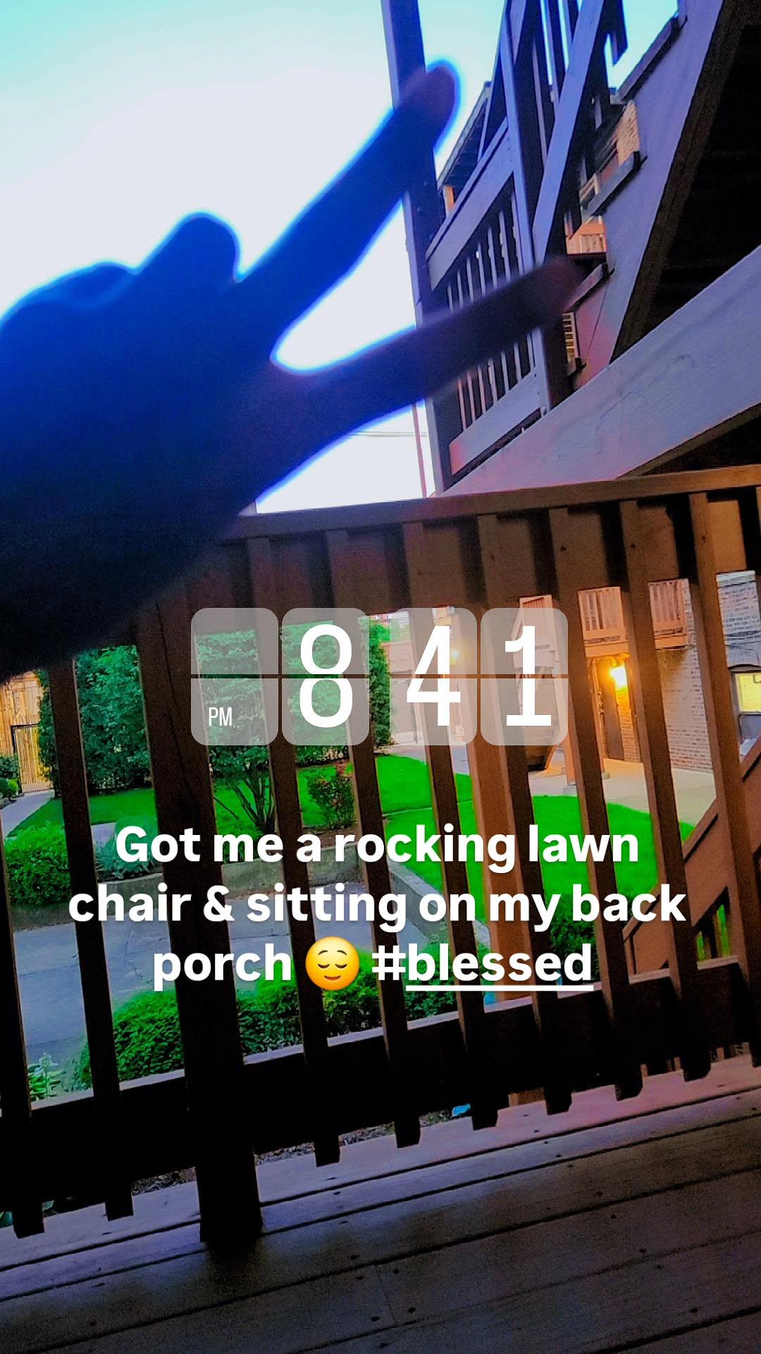 Peaceful moment sitting on the back porch