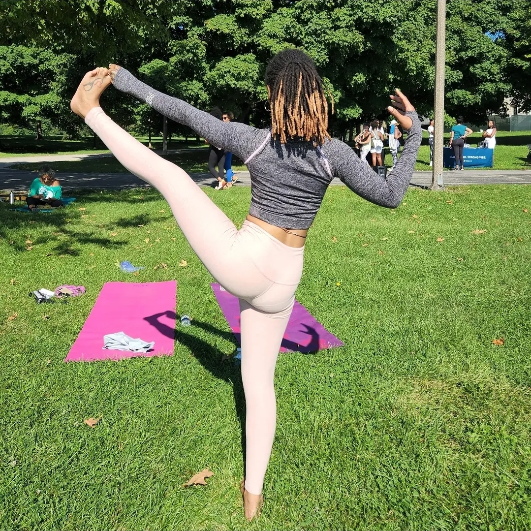 Woman doing yoga outdoors