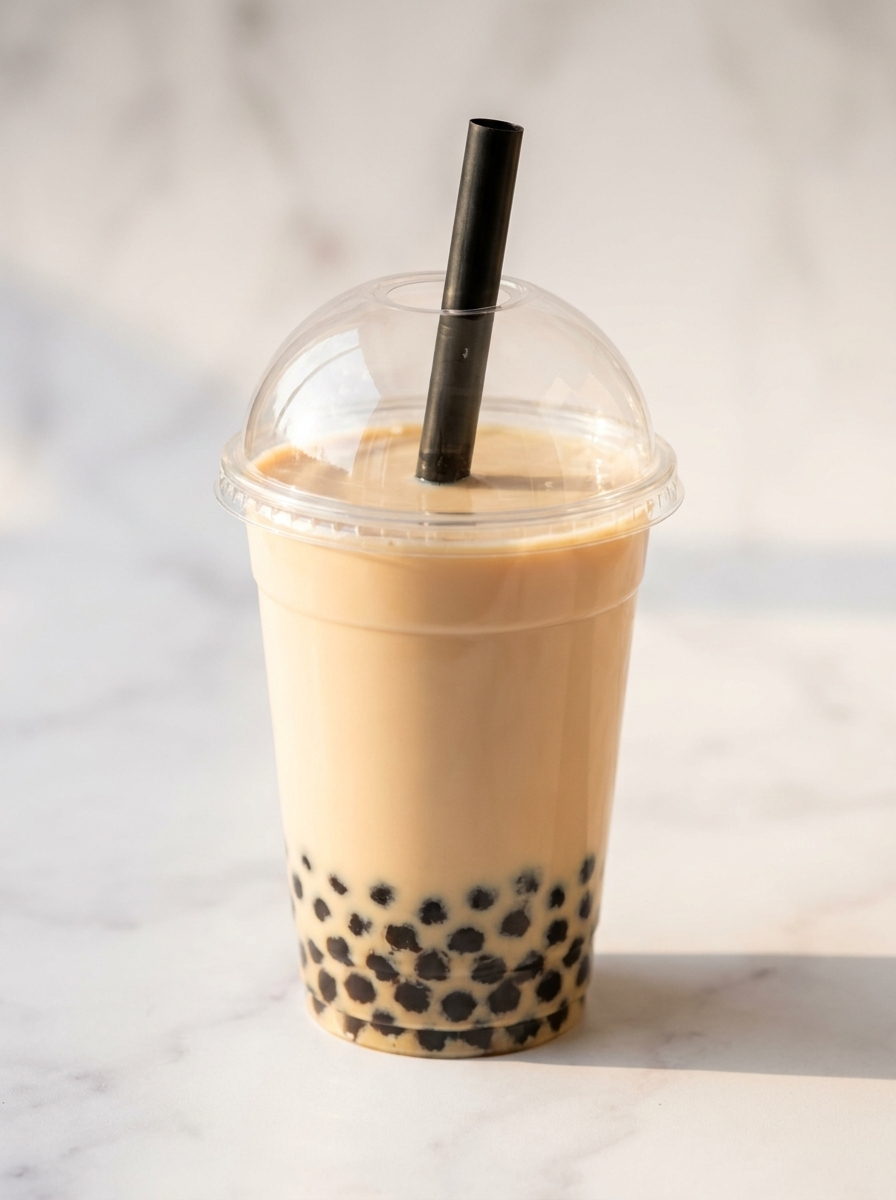 Bubble tea with tapioca pearls at P.K. Curry House Food Truck