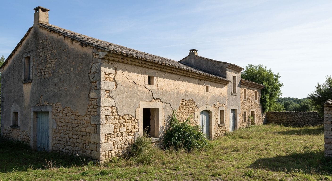 Maison ancienne en pierre à Estoublon avant la rénovation complète