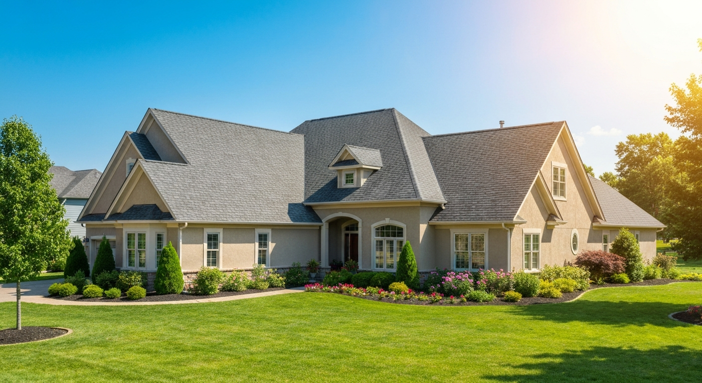 Newly installed residential roof