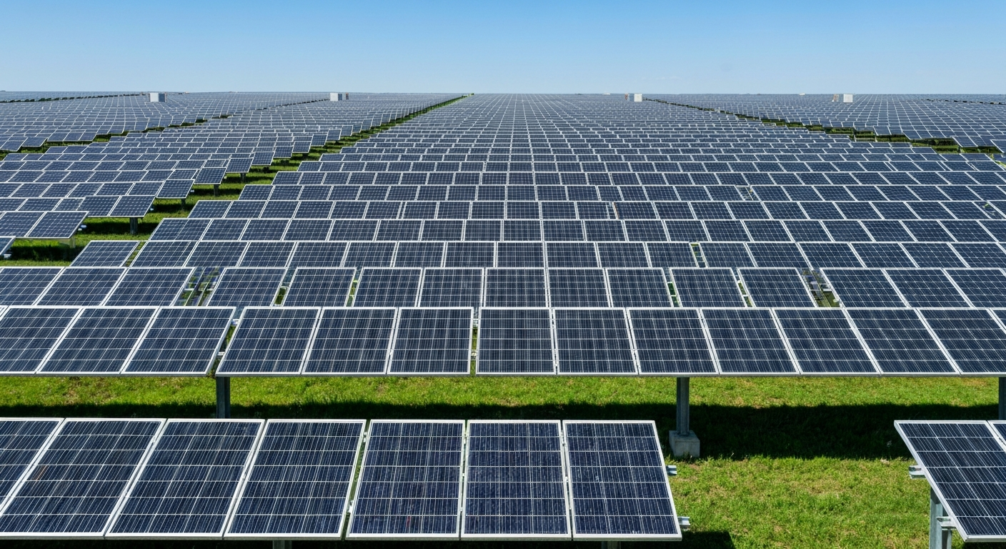 Wide shot of solar farm