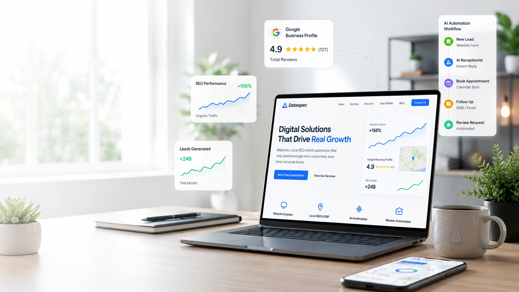 Digital analytics and automation dashboard