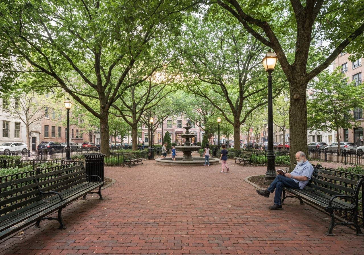 Brownstone rowhouses Rittenhouse Square Philadelphia