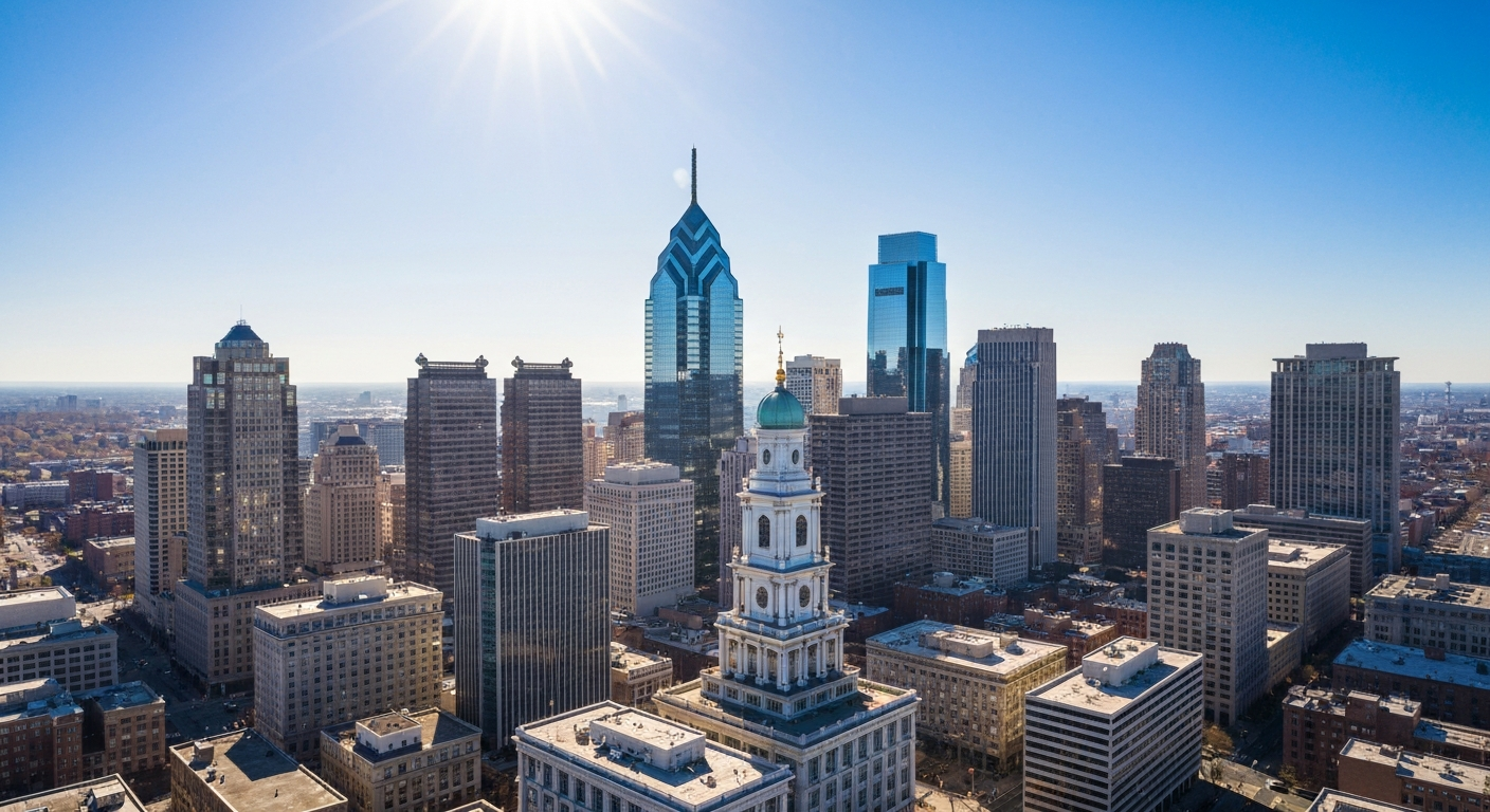 Philadelphia Center City skyline commute