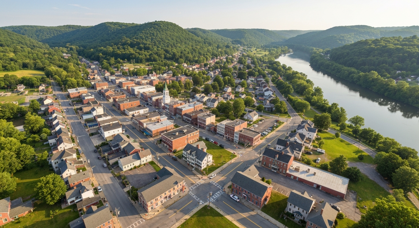 Phoenixville PA aerial Schuylkill River valley