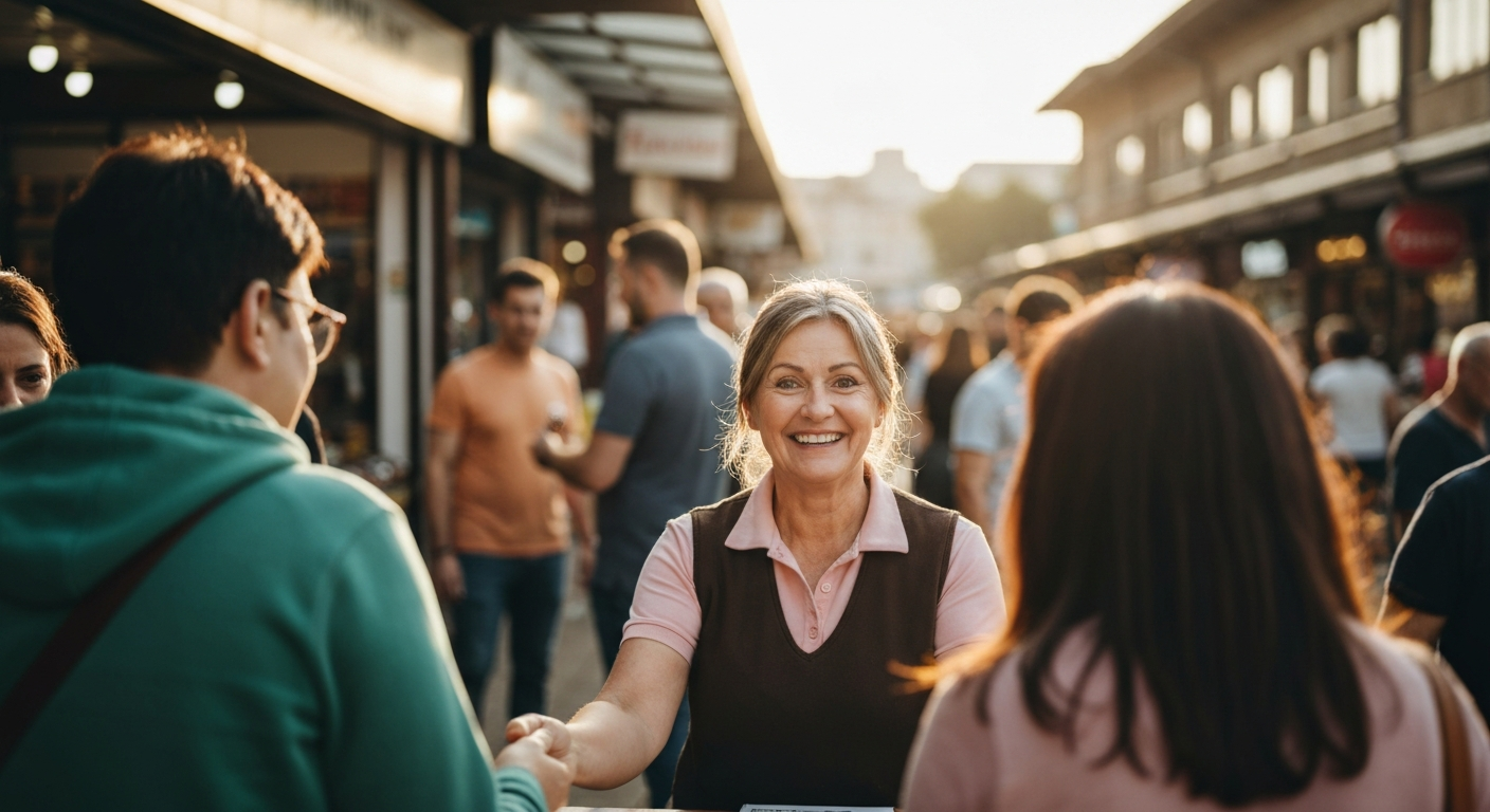 Professional customer service representative collaborating with advanced AI technology