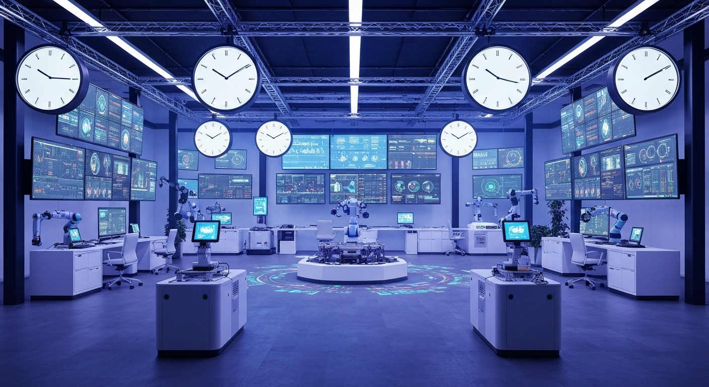 Visually striking operations center representing around-the-clock customer support