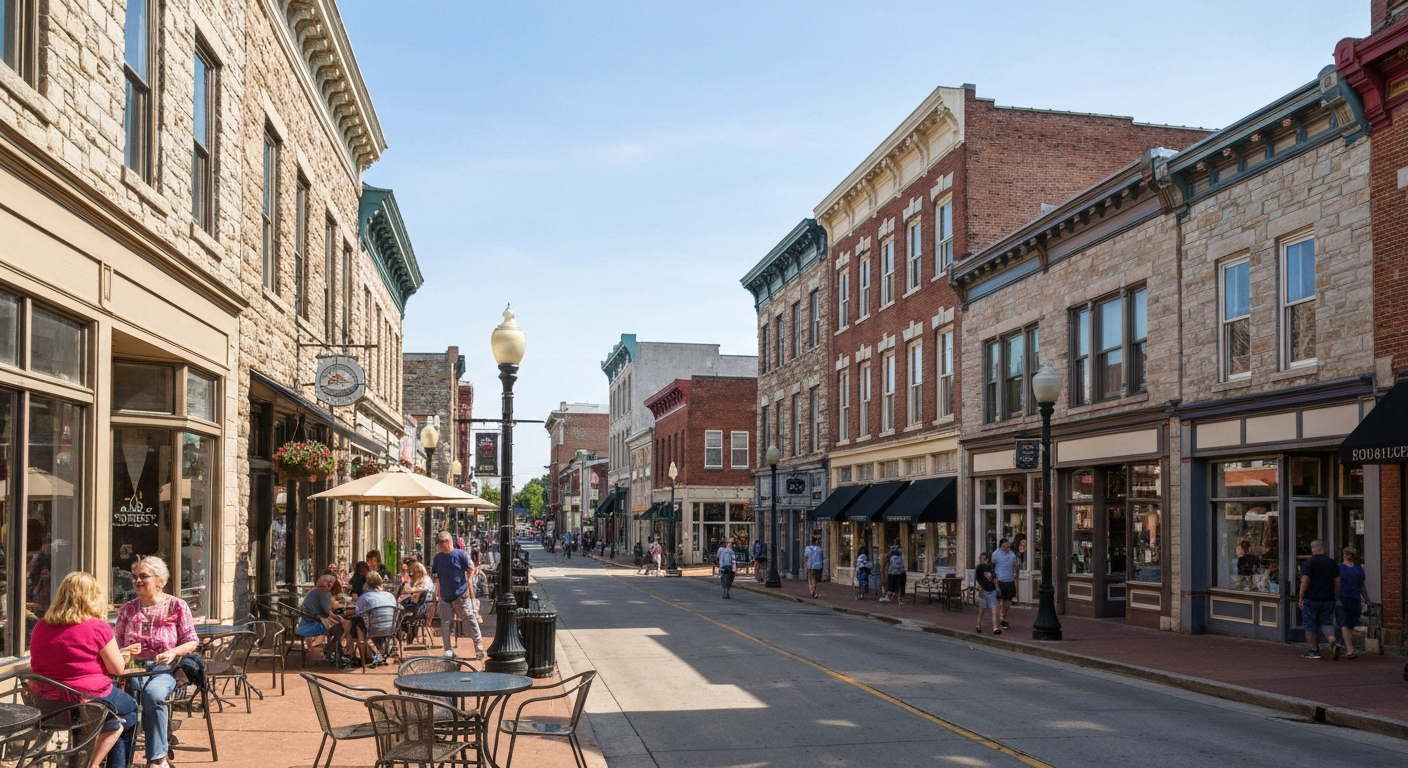 Doylestown PA downtown dining shopping near Jamison