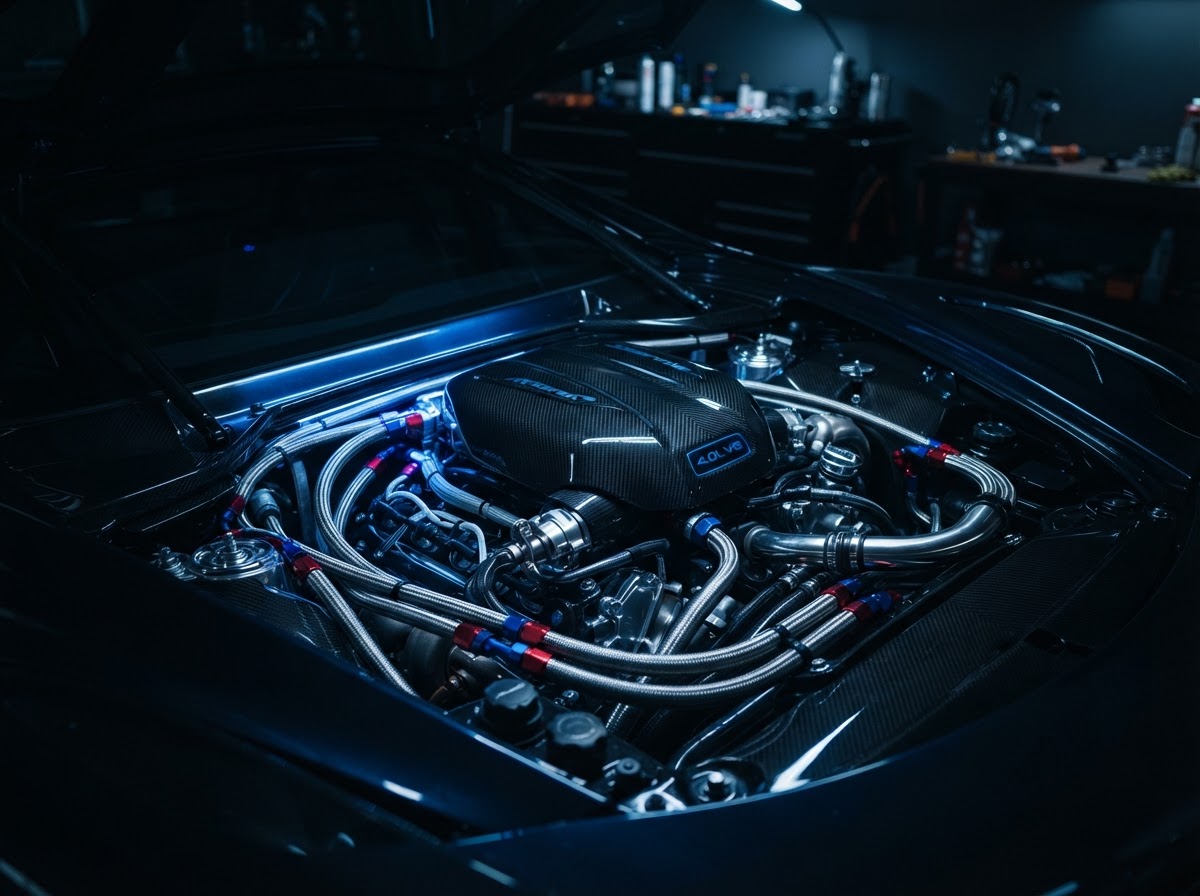 Detailed engine bay