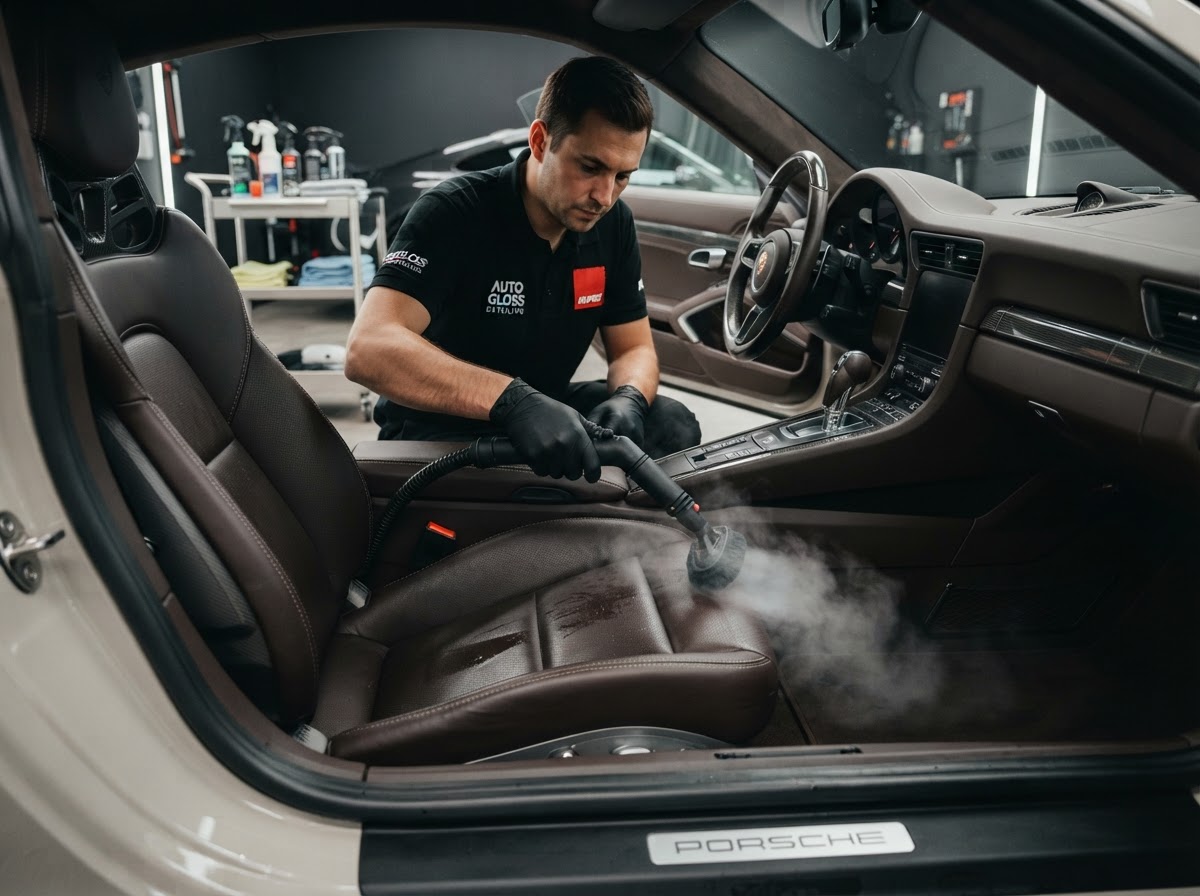 Steam cleaning car interior in Northampton PA