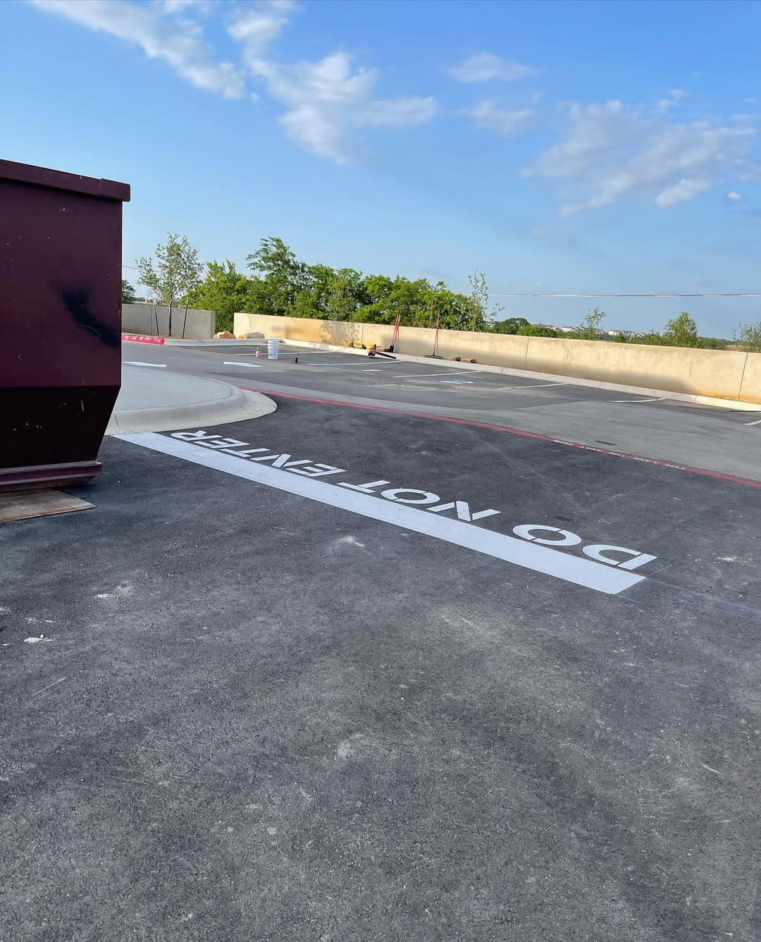 Commercial parking lot striping project by AWB Enterprise in Central Texas