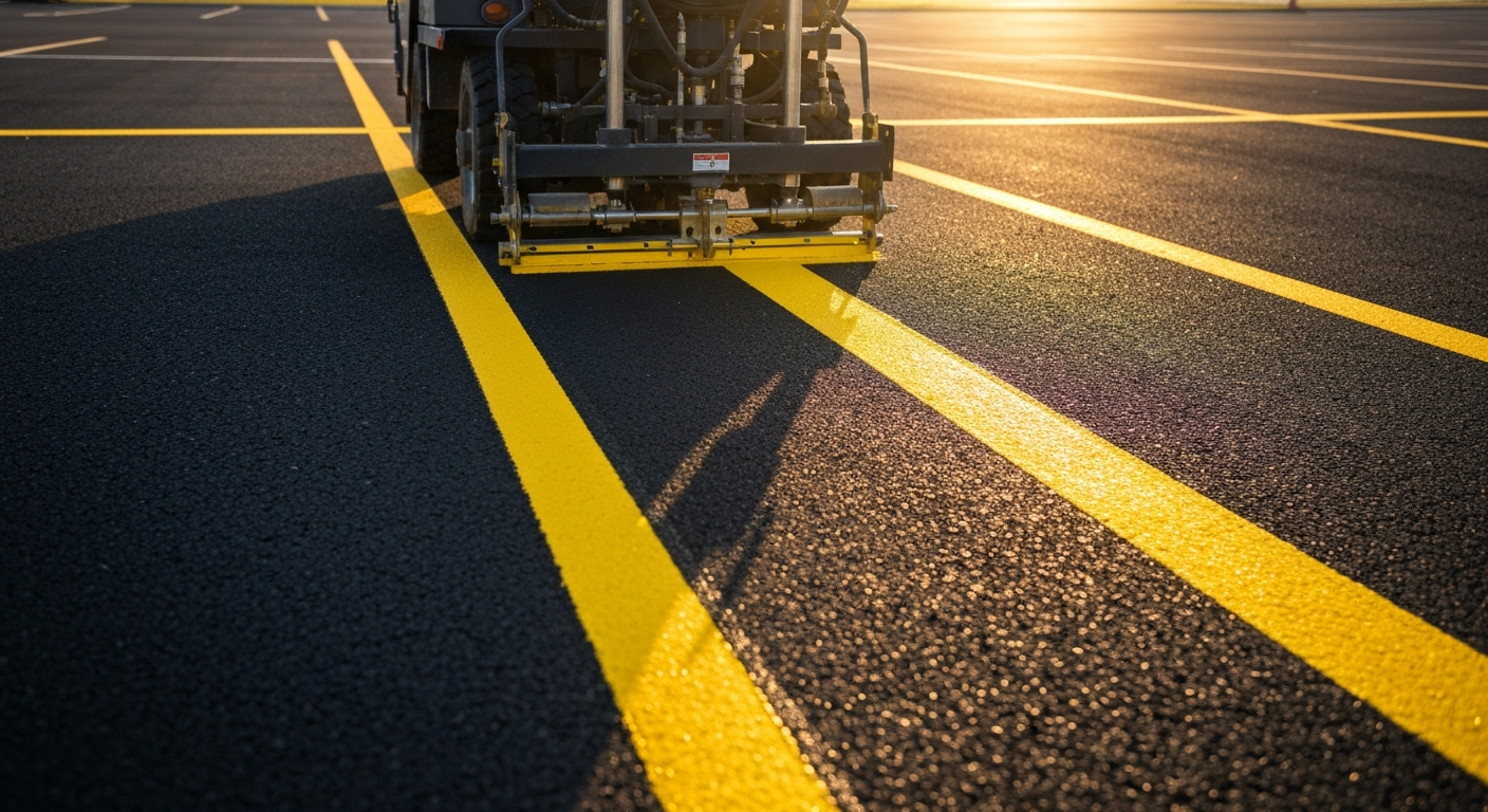 Parking Lot & Street Striping: freshly striped commercial parking lot in Austin, TX by AWB Enterprise LLC
