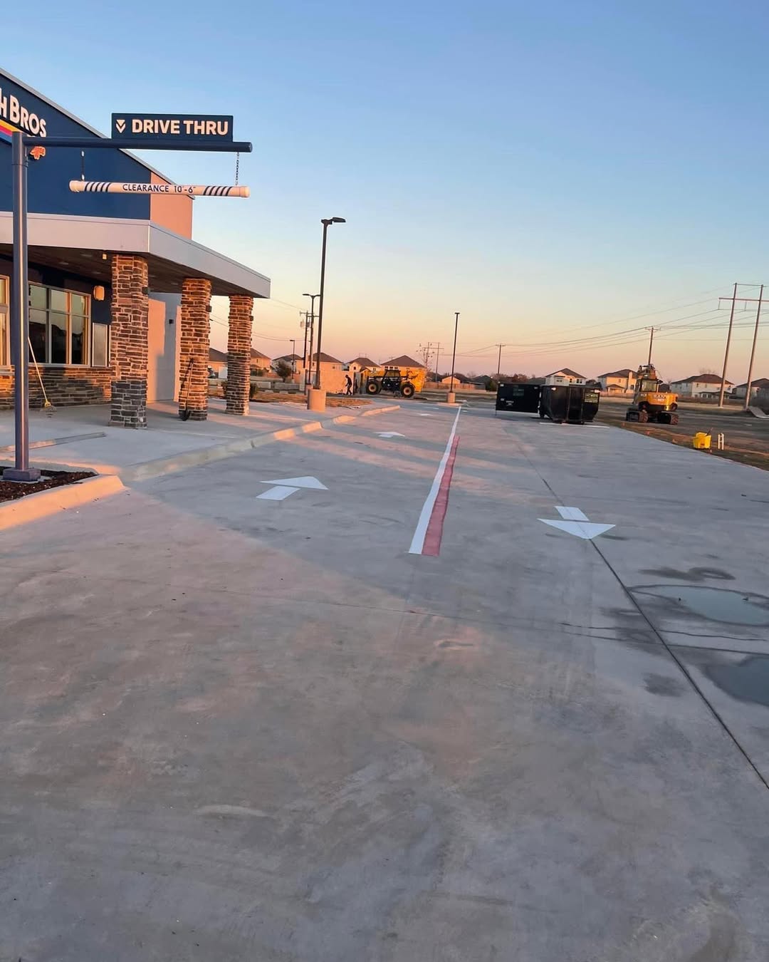 Dutch Bros Killeen, TX drive-through lane striping by AWB Enterprise