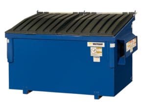 Blue commercial dumpster