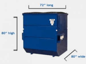 Blue temporary dumpster