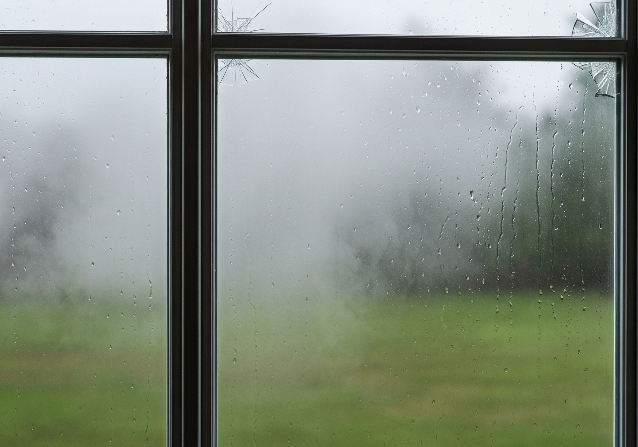 Fog between the panes of a double pane window with a failed seal