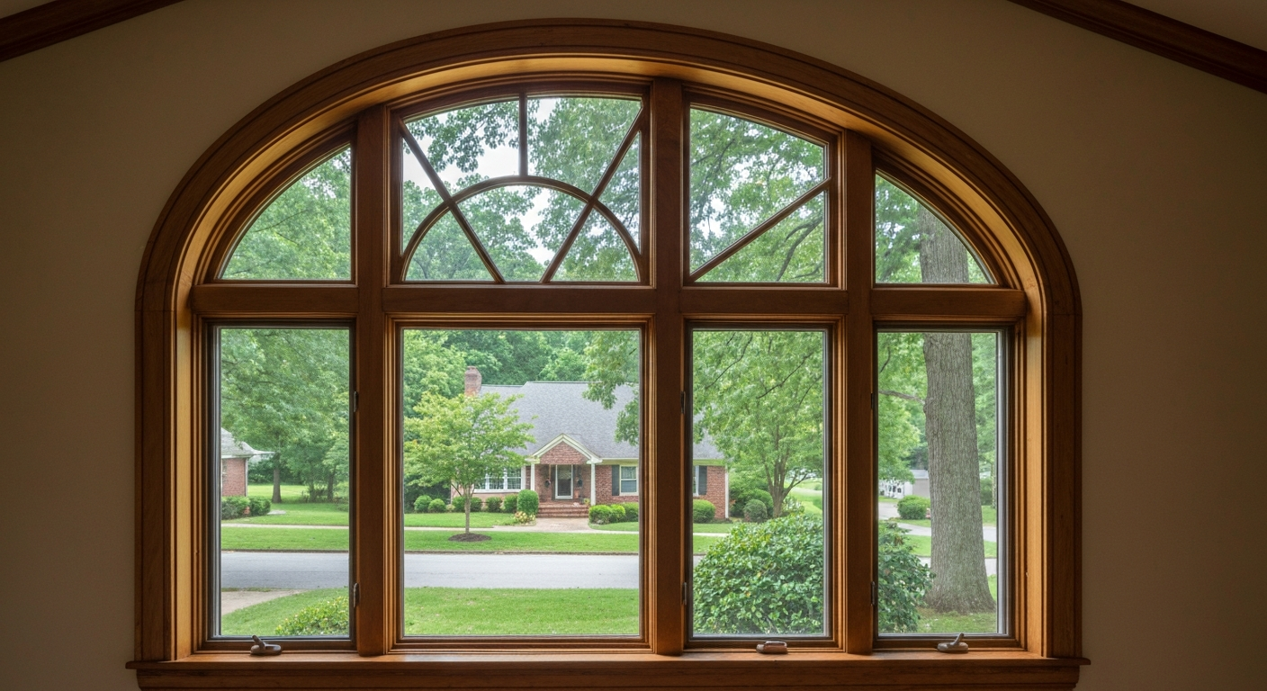 Arched custom window in an older home in Raleigh, NC