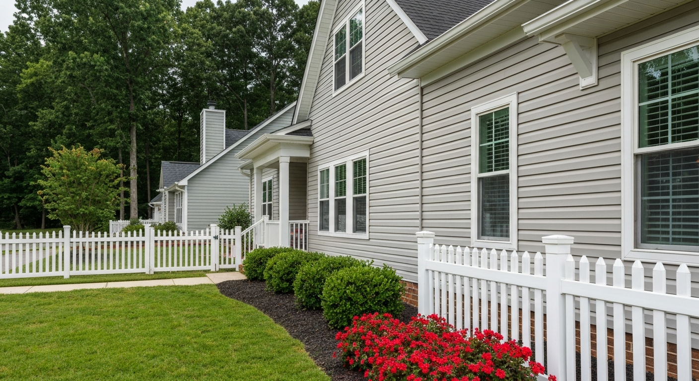 Newly installed vinyl siding on a suburban Raleigh, NC home