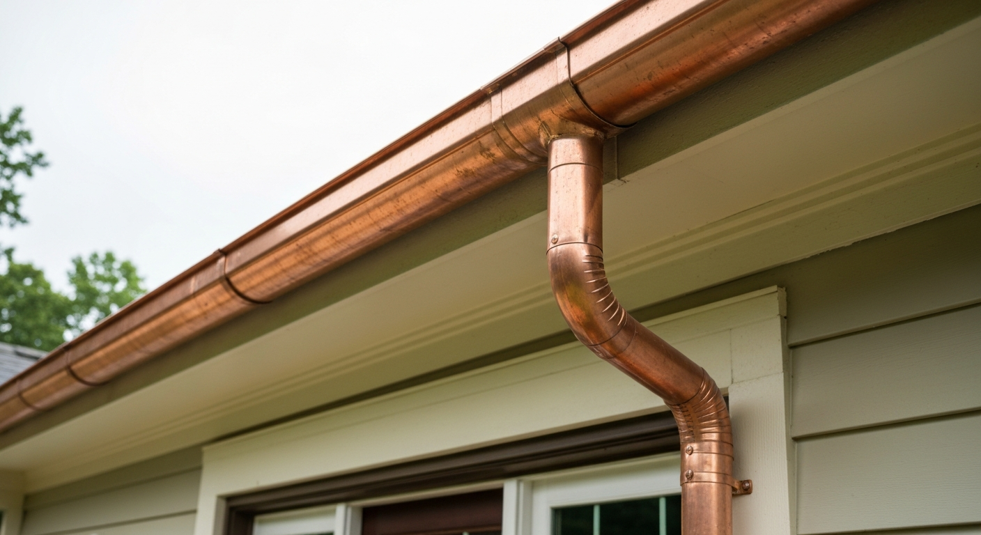 Copper Gutter Installation in progress on a Raleigh, NC home