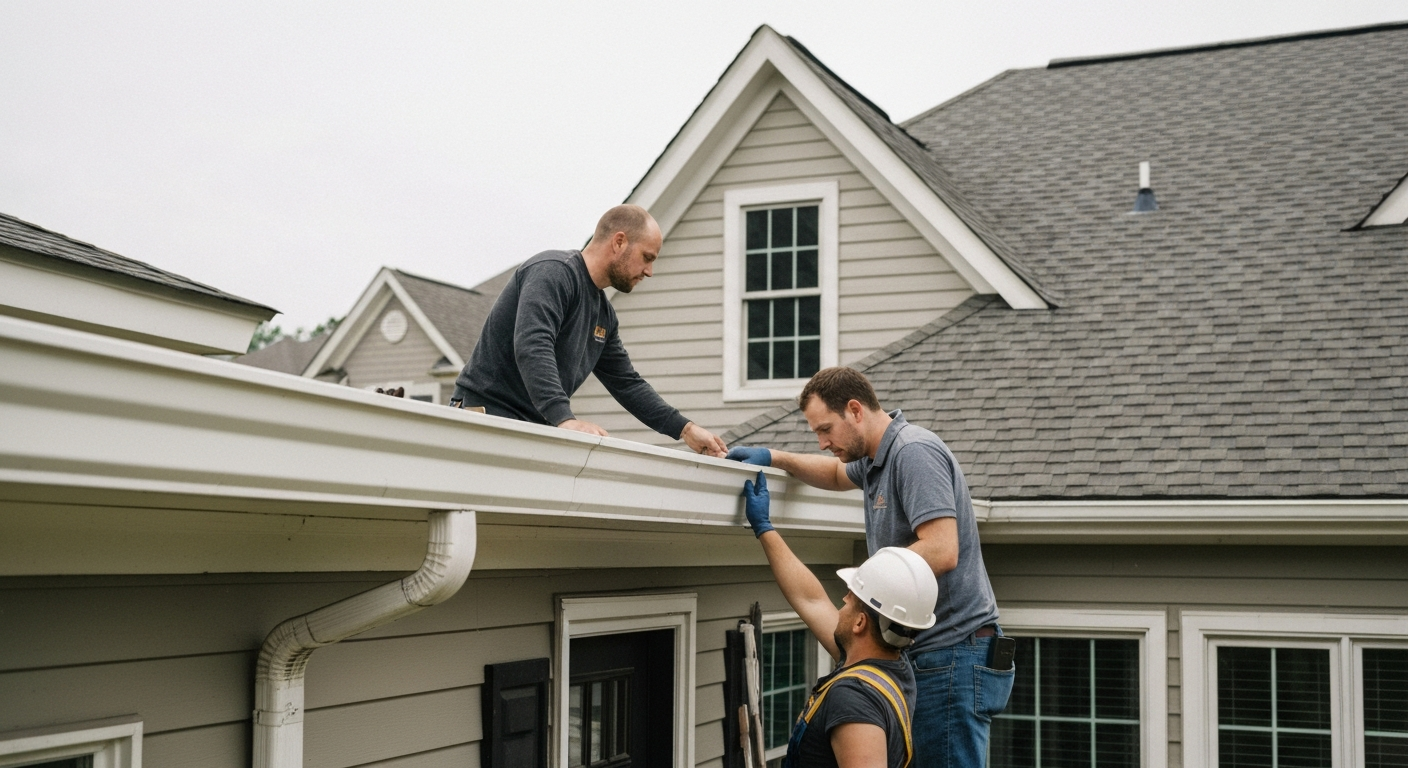 Gutter Inspection in progress on a Raleigh, NC home