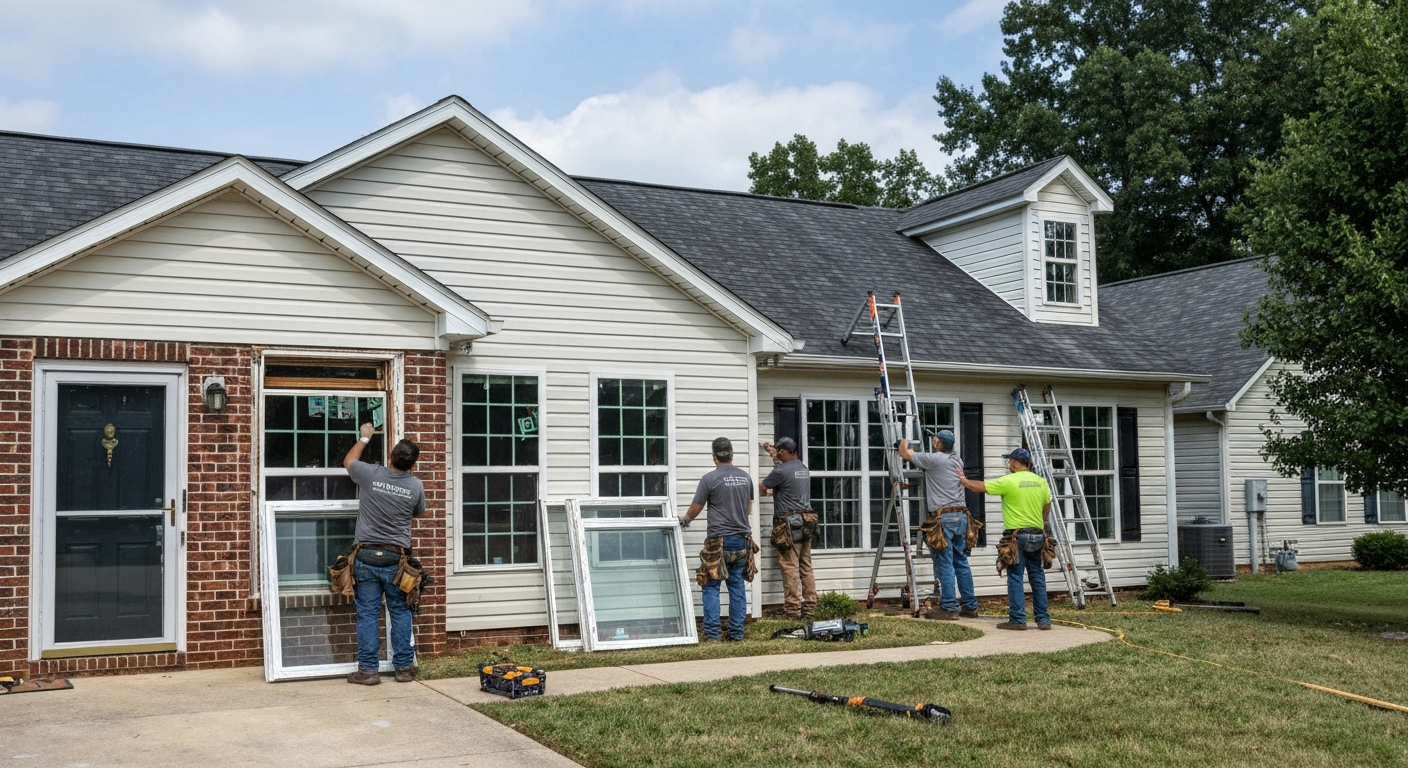 Window Replacement in progress on a Raleigh, NC home