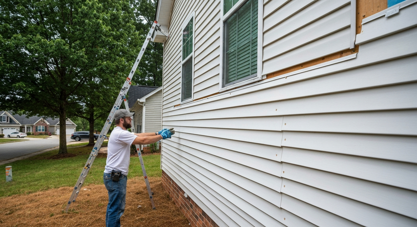 Vinyl Siding in progress on a Raleigh, NC home