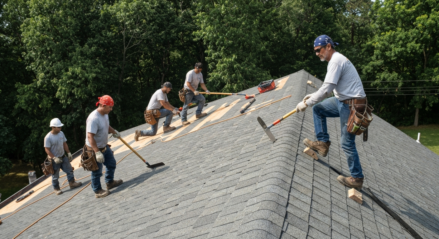 The Bryan's Exterior Design crew on a job site in Raleigh, NC