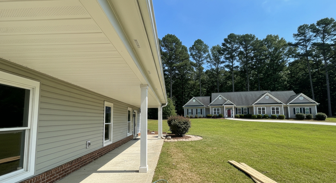 Soffit Installation in progress on a Raleigh, NC home