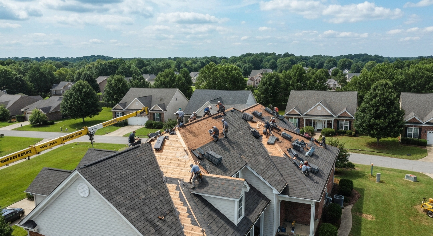 New Roof Installation in progress on a Raleigh, NC home