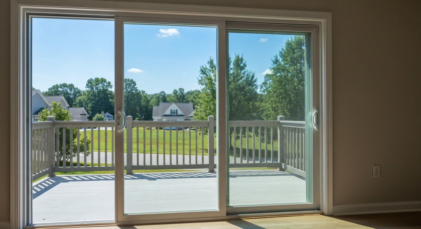 New sliding glass patio door installed in a Raleigh, NC home