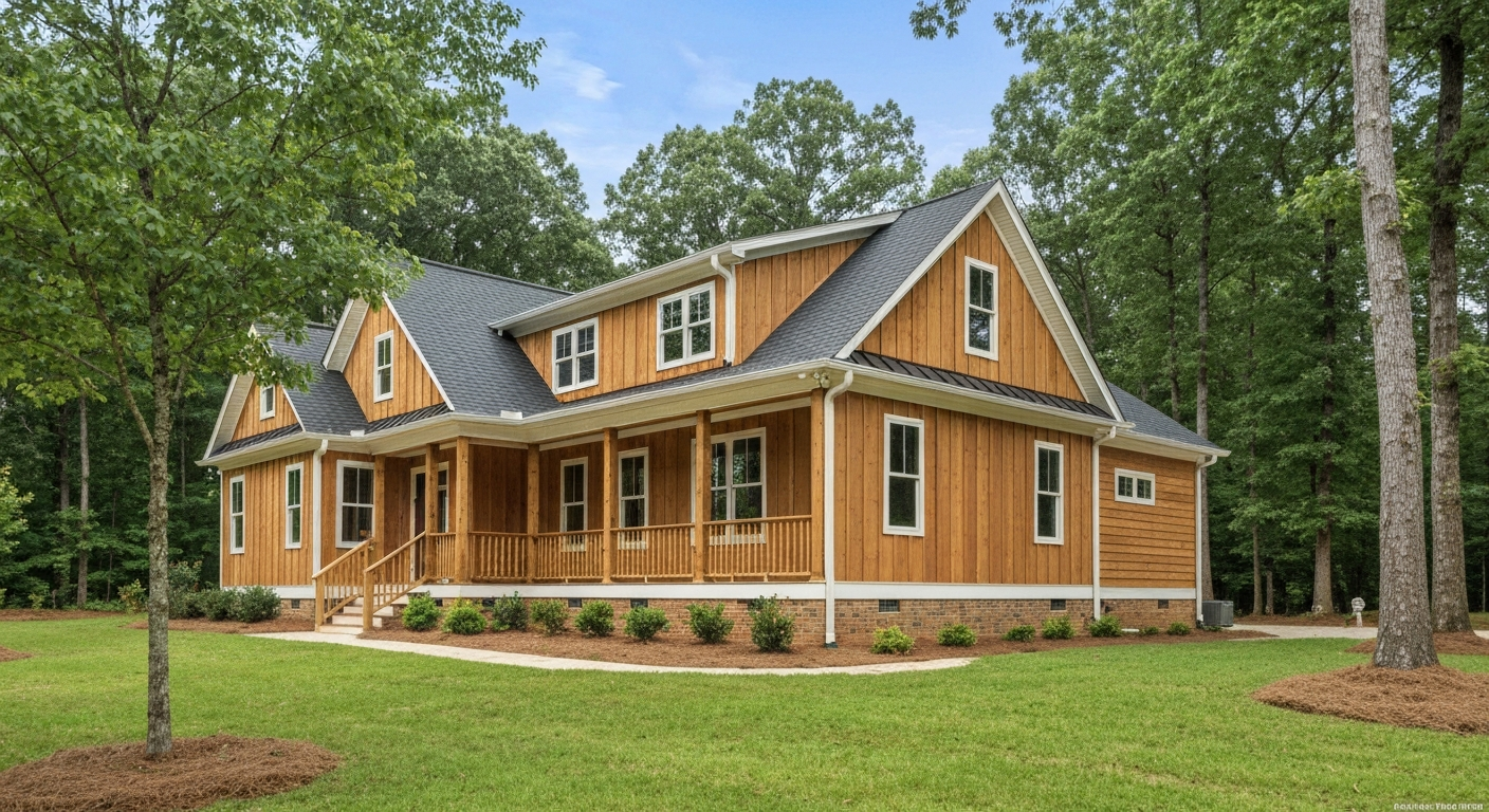 Cedar shake and lap siding on a wooded lot home in Raleigh, NC