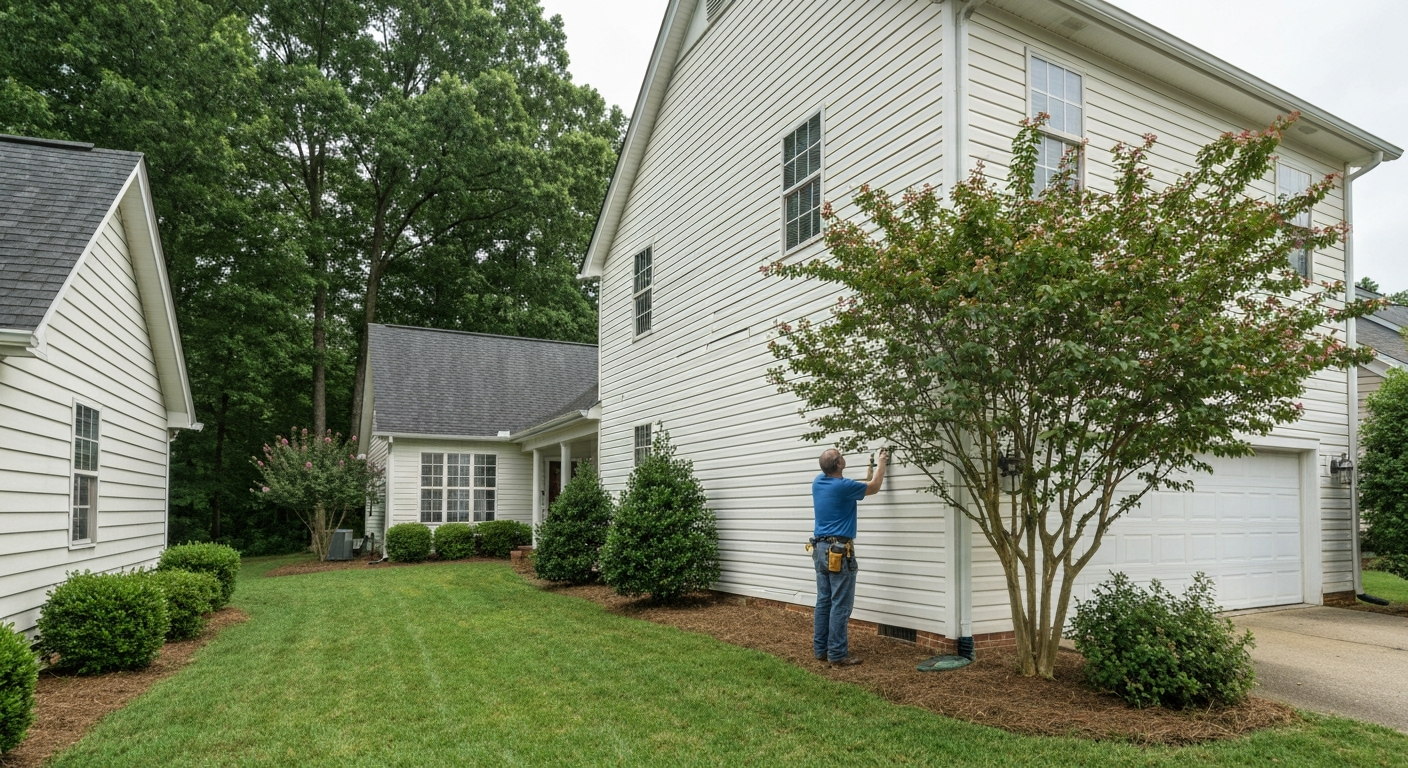 Siding Inspection in progress on a Raleigh, NC home