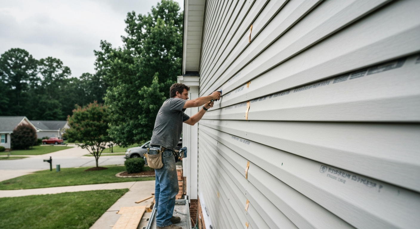 Siding Installation in progress on a Raleigh, NC home