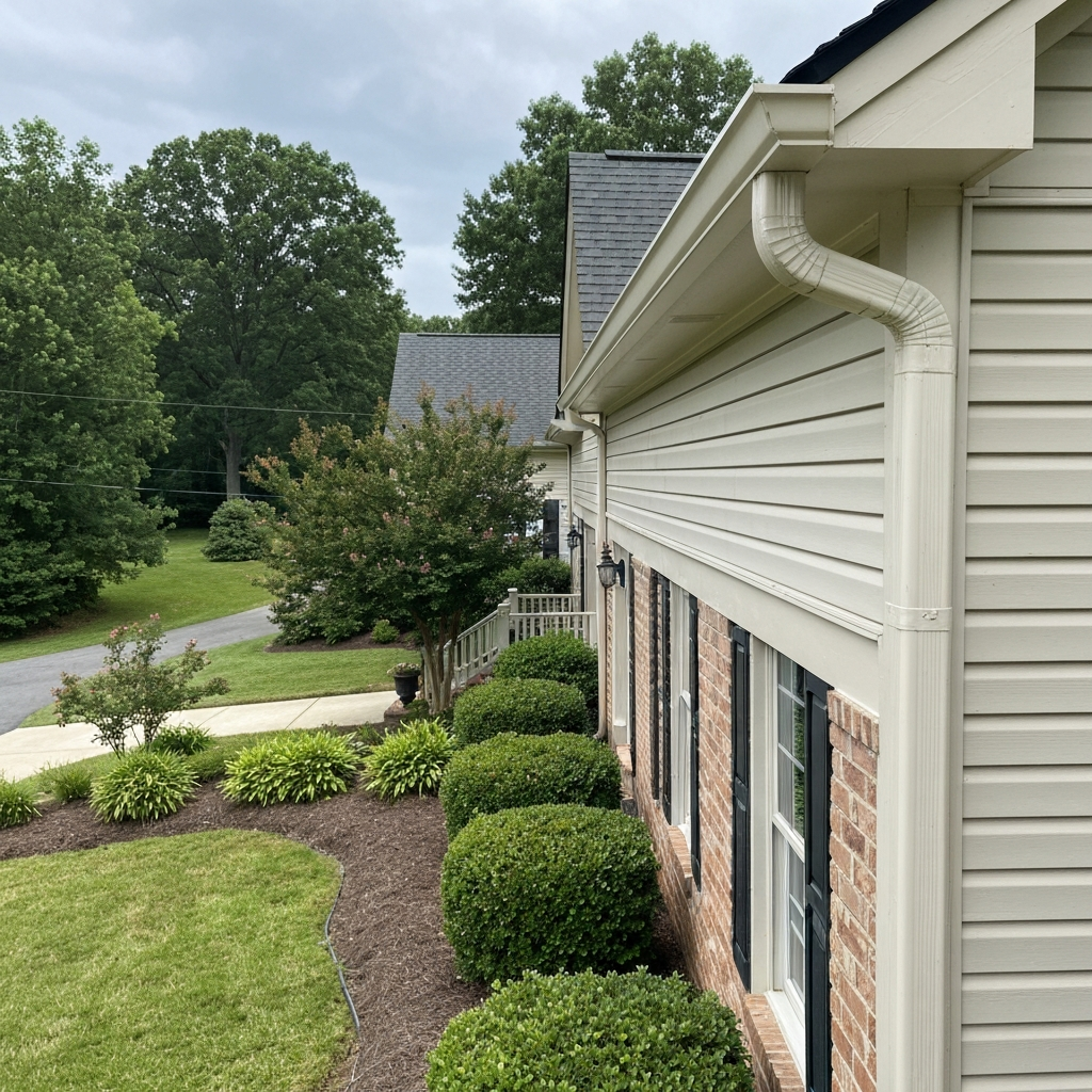Seamless Gutter Installation in progress on a Raleigh, NC home