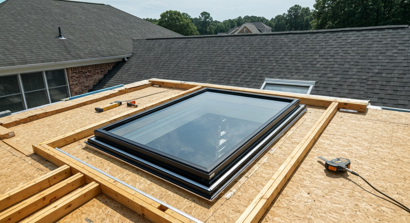 Skylight Installation in progress on a Raleigh, NC home