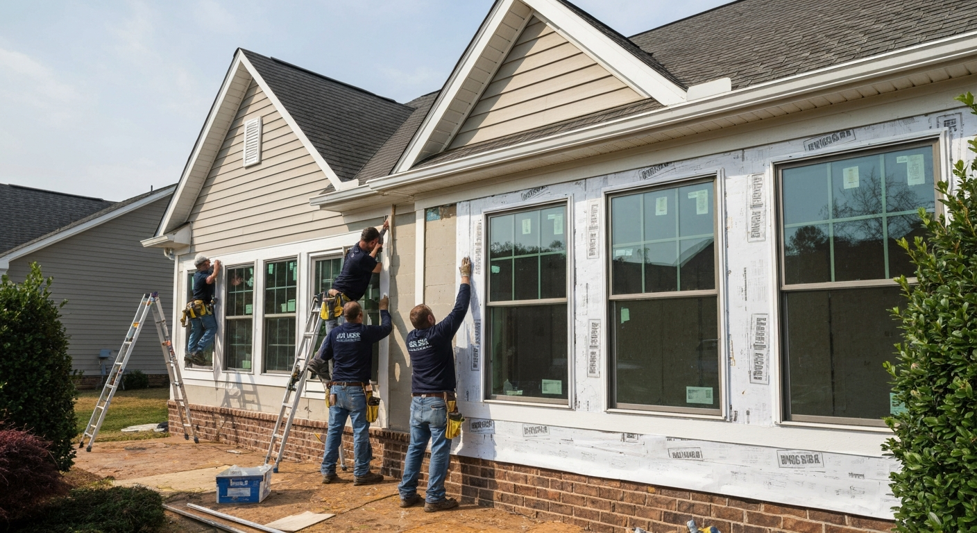 Energy-Efficient Windows in progress on a Raleigh, NC home